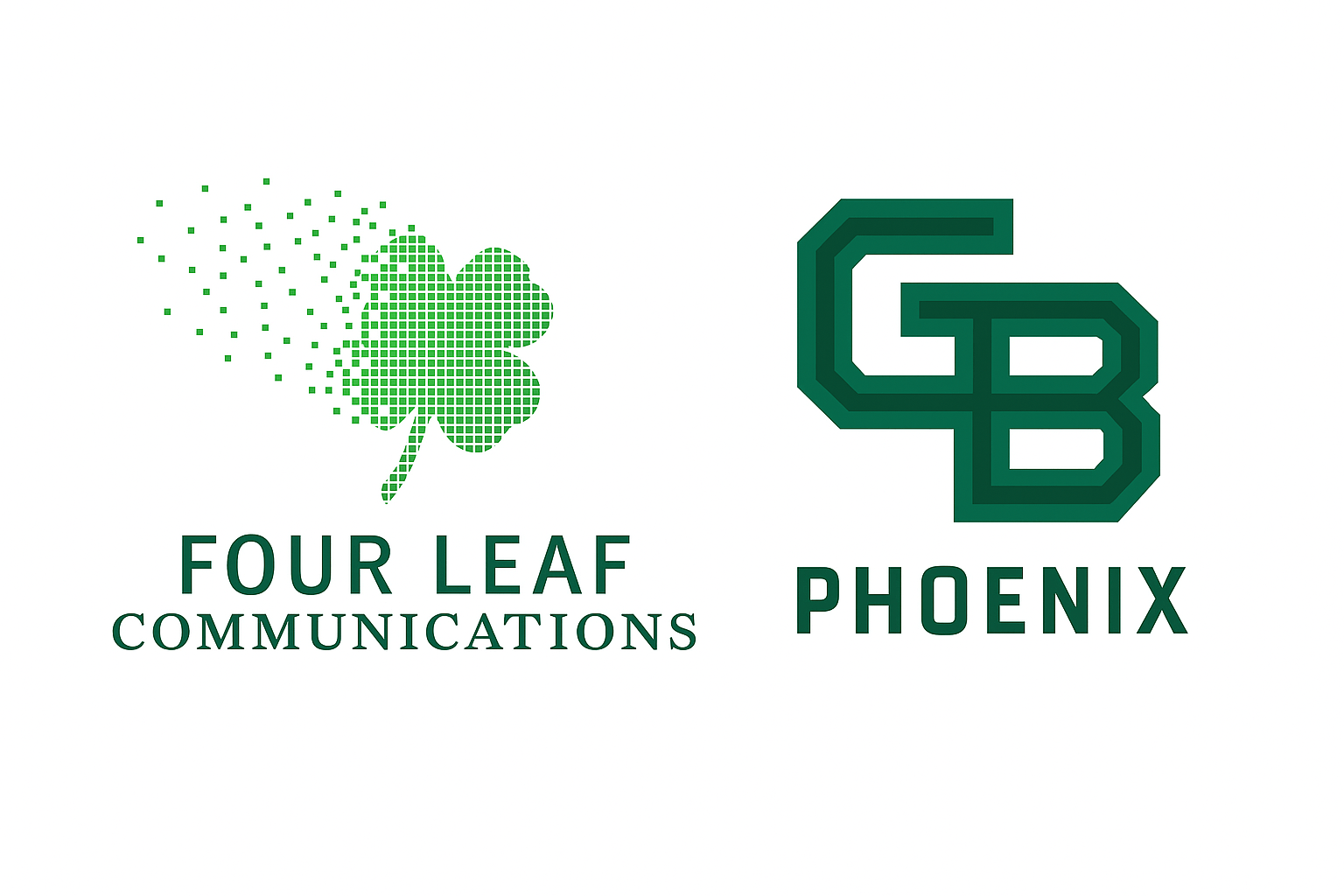 Four Leaf Communications and UW-Green Bay Phoenix Logos